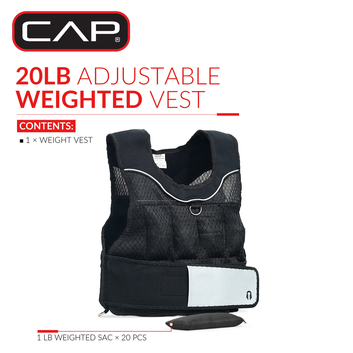 Adjustable 20 lbs Unisex Weighted Vest for Enhanced Walking and Running Performance