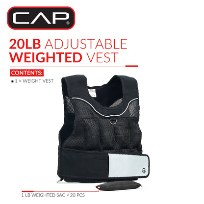 Adjustable 20 lbs Unisex Weighted Vest for Enhanced Walking and Running Performance